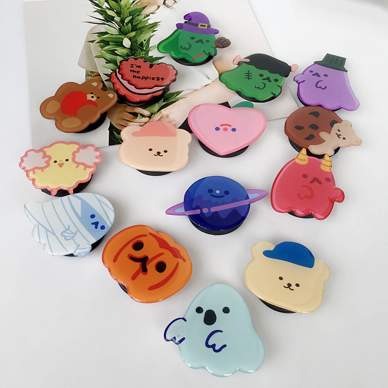 3D Cartoon Animal Halloween Ghost Pumpkin Cute Cell Phone Folding Stand Acrylic Epoxy Holder Customize