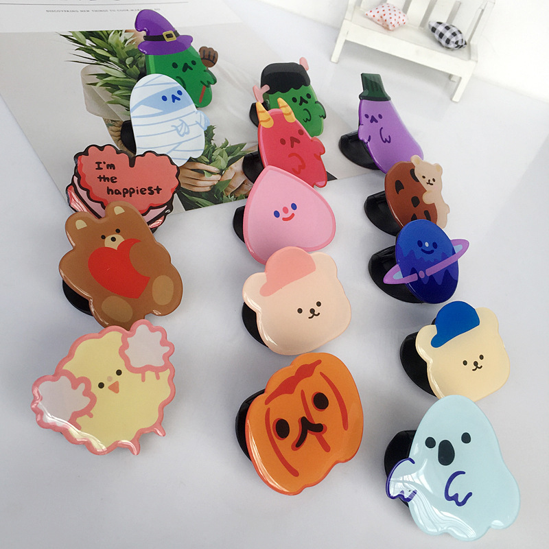 3D Cartoon Animal Halloween Ghost Pumpkin Cute Cell Phone Folding Stand Acrylic Epoxy Holder Customize