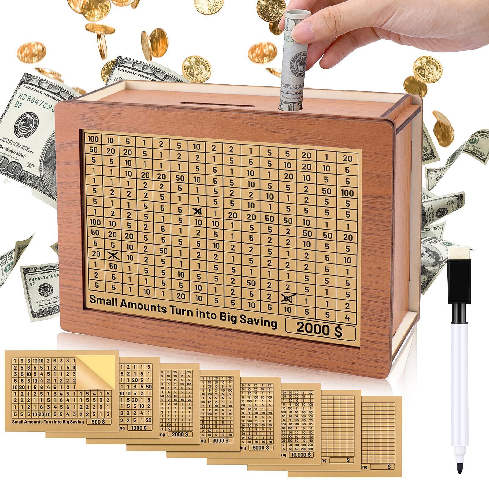 New Wooden Piggy Bank Money Saving Box with Counter Wooden Saving Money Safe Box With Counter Piggy Bank