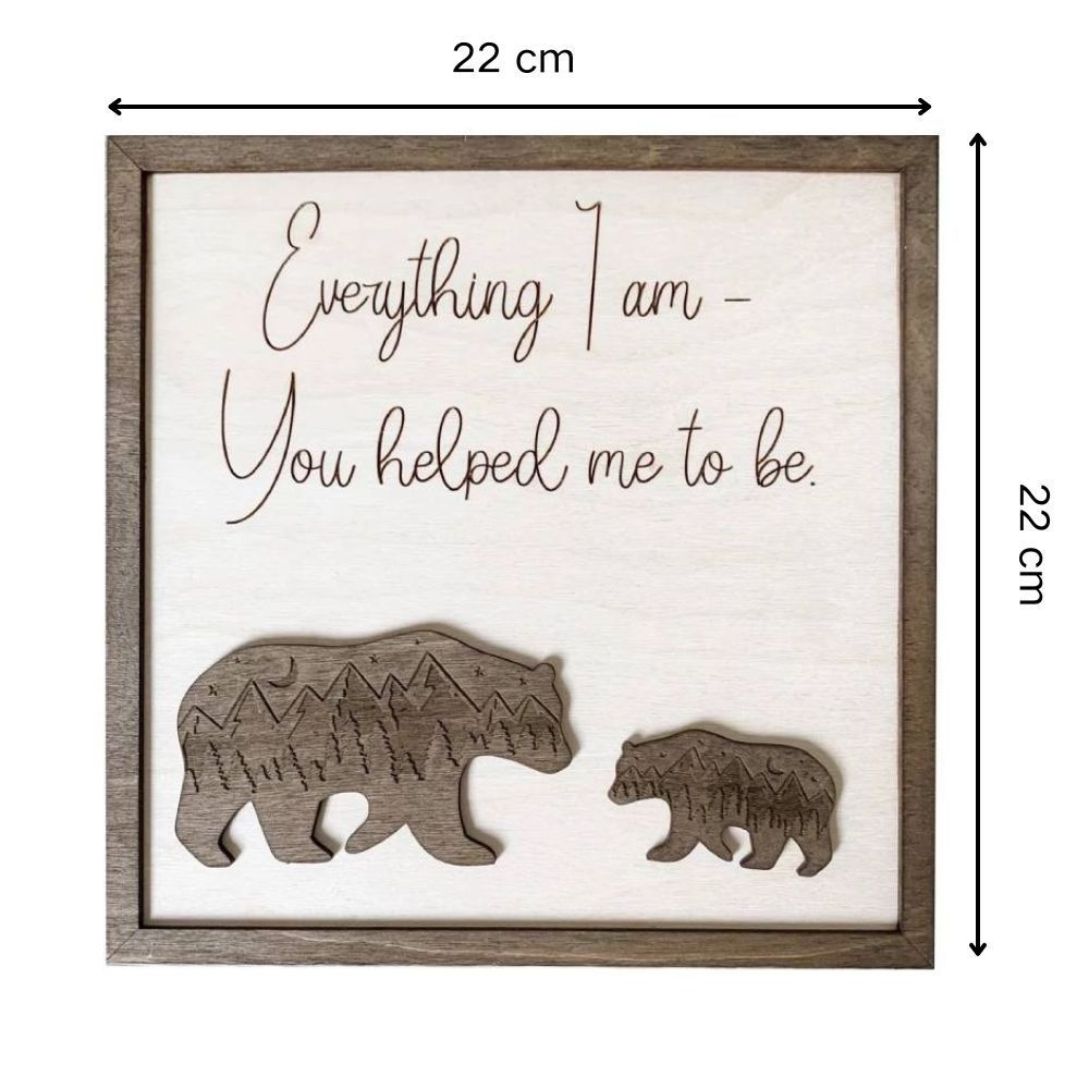 Mother's Day Gift Elephant Bear Graved Picture Frame Wooden Photo Frames Craft for Mom Home Decor