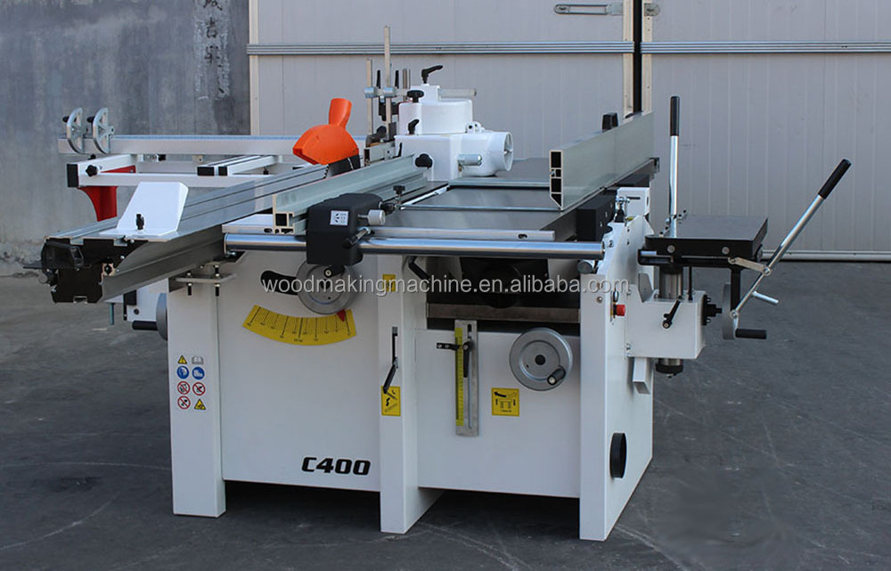 C400 5 function woodworking and Multi function universal wood combination machine with sliding table