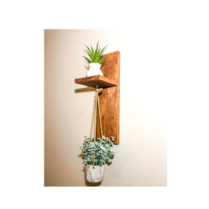 Wood Macrame Plant Hanger Indoor Home Wall Mounted Decoration Flower Pot Holder Garden Plant Stand