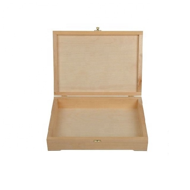 Wooden Storage Box Large Plain Unpainted Gift Box for Tool Shoes Kitchen Storage