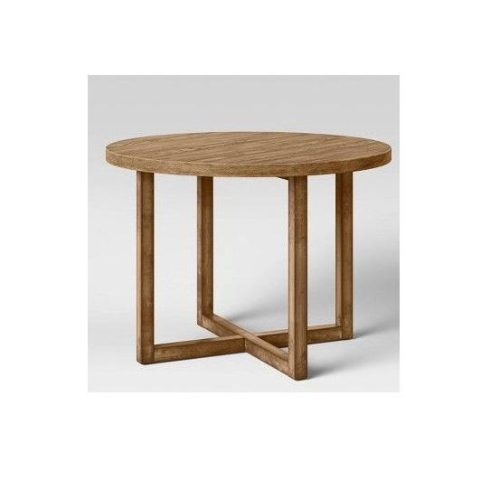 Round All Wood White Oak Coffee Table Modern Solid Wood coffee table with unique X crossed legs