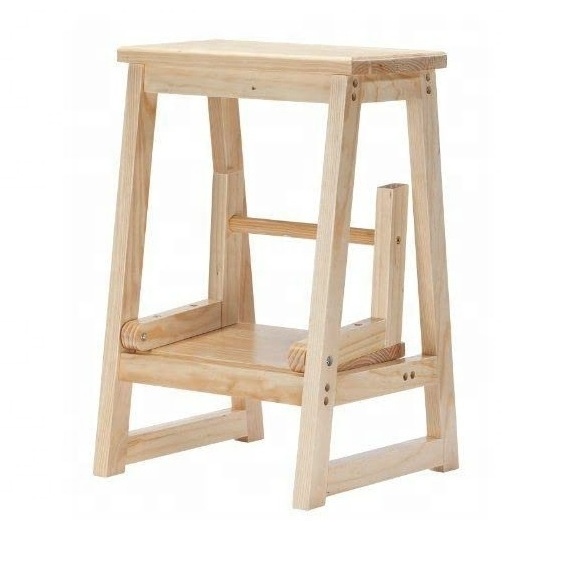 Wooden Stool for Living Room Made with Solid mdf Wood Walnut folding step Stool for Sitting