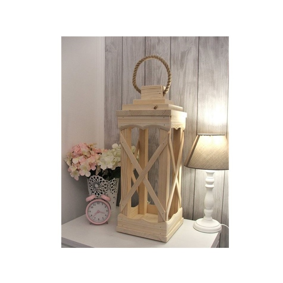 Unique Bulk Home Decorative Glass and Wooden Lantern With Handle Luxury Design Polish Finishing Handmade Candle Jar