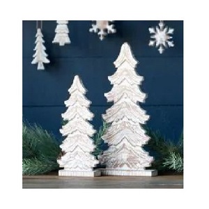 White and Natural Rustic Christmas Tree in Mango Wood White Antique Color Christmas Decoration Supplies Ornaments