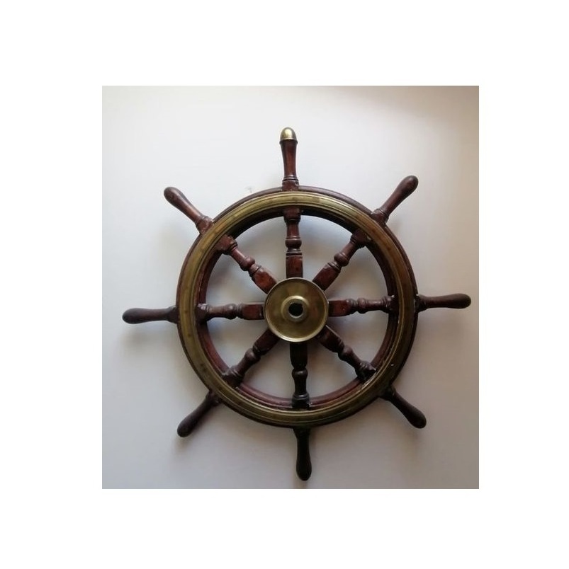 Admirable Design Mediterranean Nautical Wooden Boat Ship Wheel Helm Home Wall Party Decoration Blue at Discounted Price