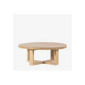 Round All Wood White Oak Coffee Table Modern Solid Wood coffee table with unique X crossed legs