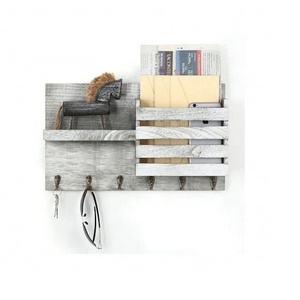 Key Metal Hooks Wall Mounted Mail Holder Envelop Sorter Organizer and a Floating Shelf for Hallway