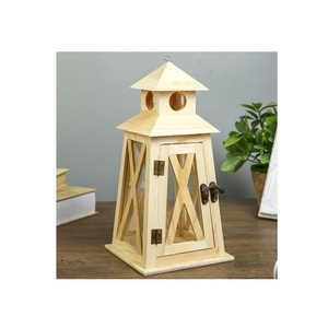 Unique Amazon luxury Moroccan wood and glass Lantern candle holder for home use decorative table decor lighting decor