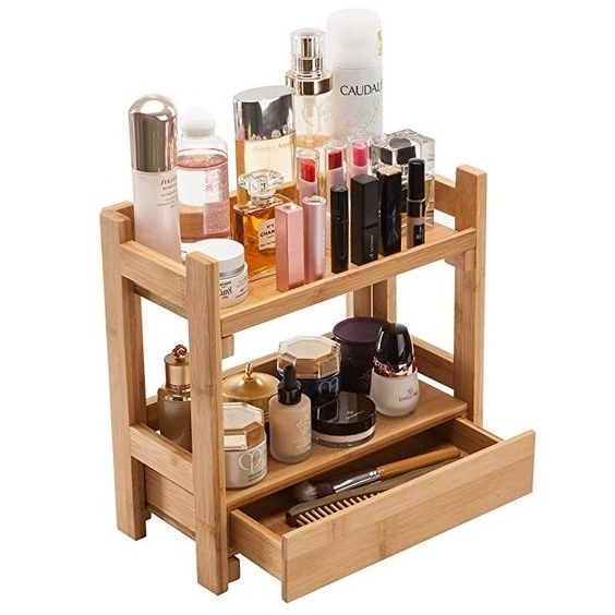 Desktop Organizer Wooden Cosmetics Storage Box Desktop Mini Cosmetics Organizer with Drawers