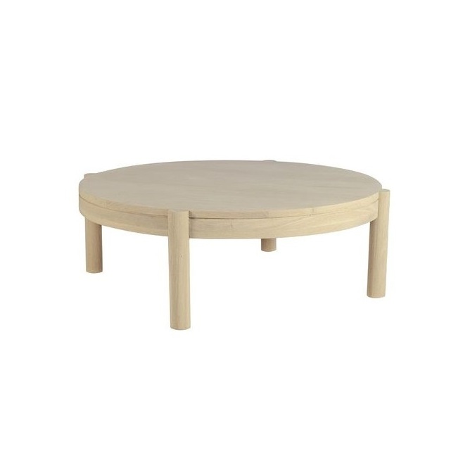 Round All Wood White Oak Coffee Table Modern Solid Wood coffee table with unique X crossed legs