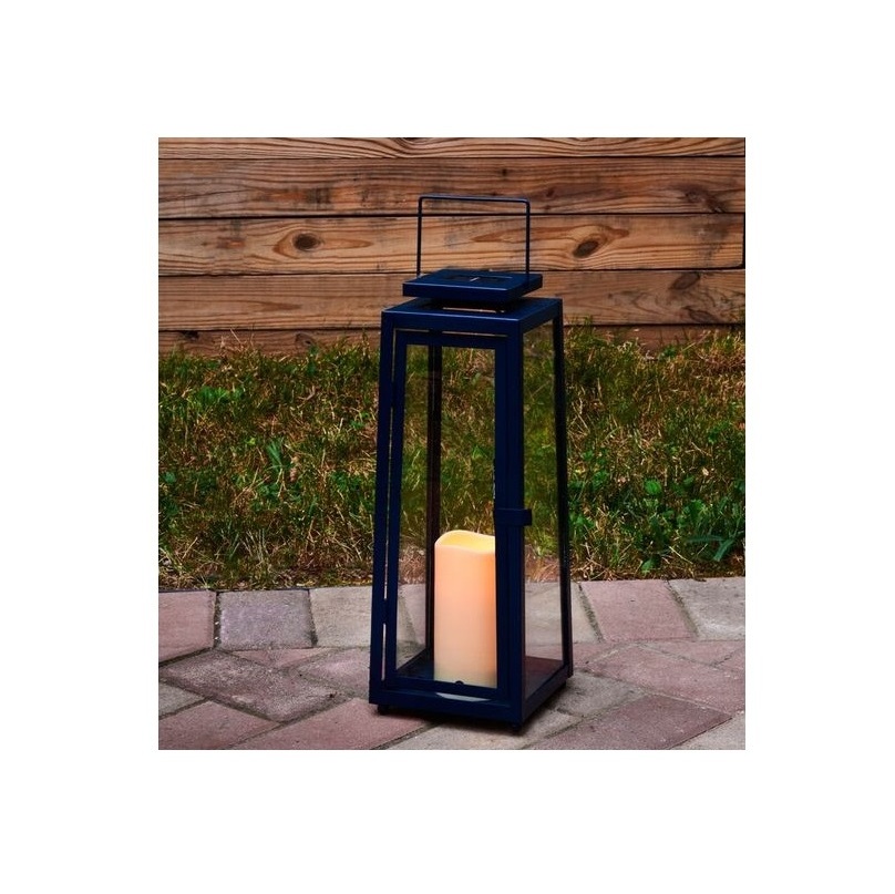 American Outdoor Iron Candlestick Lantern Glass Lantern Ground Mounted Lamp Metal Candle Holders Lanterns and Candle