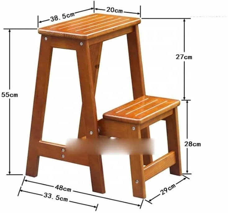 Wooden Stool for Living Room Made with Solid mdf Wood Walnut folding step Stool for Sitting