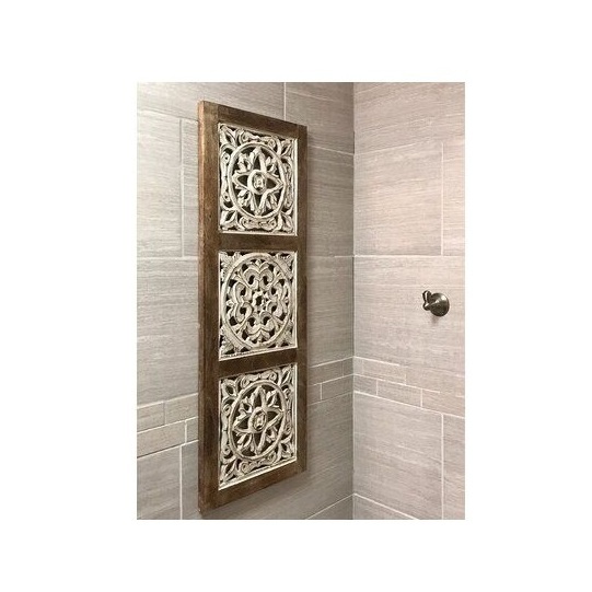 Hanging Wall Panel Decorative & Hand Crafted Wooden Wall Decoration white for Living Room Bedroom and Office