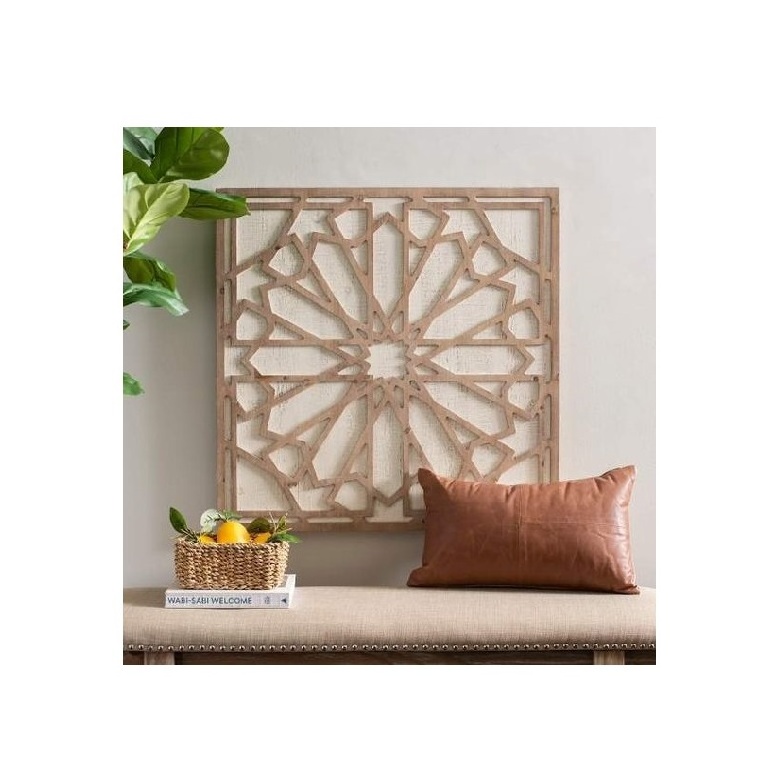 Hanging Wall Panel Decorative & Hand Crafted Wooden Wall Decoration white for Living Room Bedroom and Office