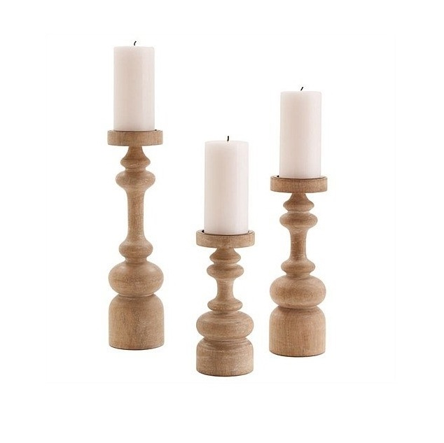 Classic Mango Wood Candlestick Candle Holders Stand Candle holder Candle Decoration for Flameless Wooden Pillar