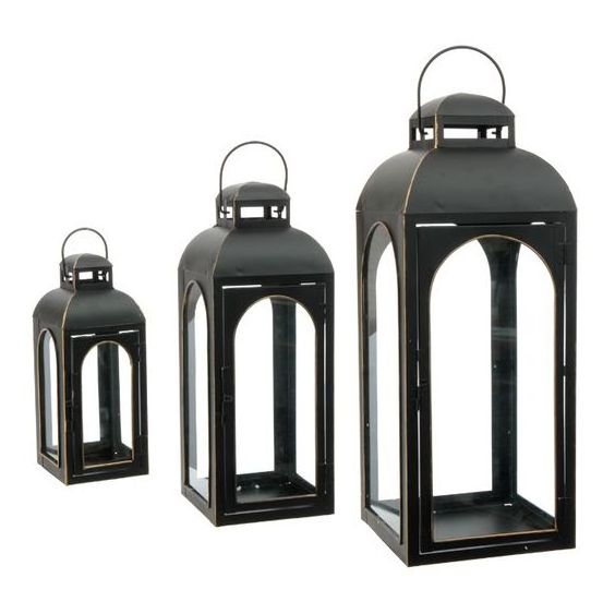 Wholesales Antique Black Decorative Moroccan Glass Metal Candle Lantern for Indoor Outdoor Wedding Vintage Moroccan Style