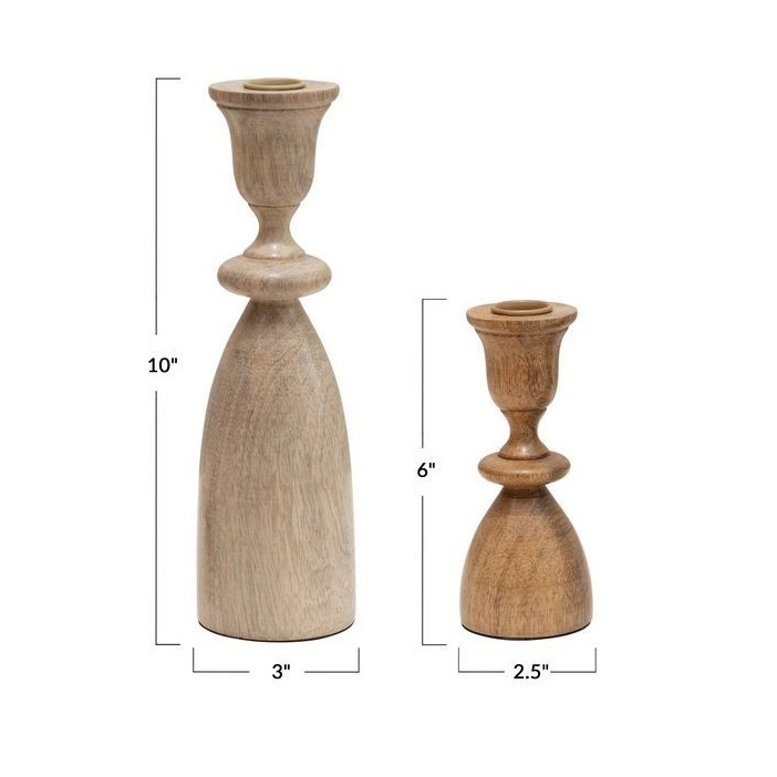 Classic Mango Wood Candlestick Candle Holders Stand Candle holder Candle Decoration for Flameless Wooden Pillar