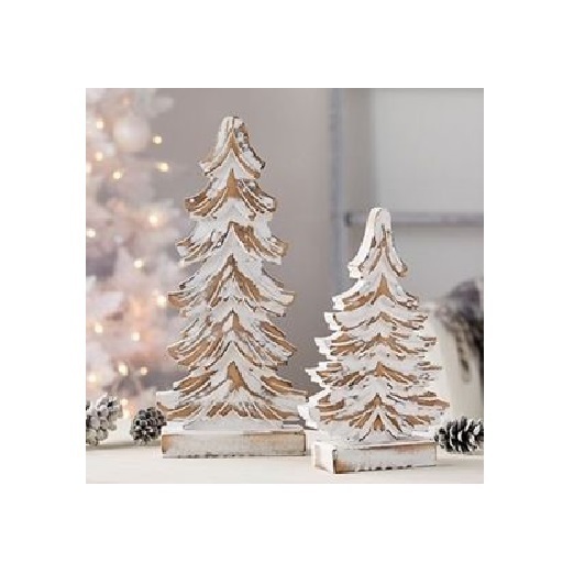 Christmas Tree Whitewashed Mango Wood Christmas Figurine Tabletop Christmas Tree