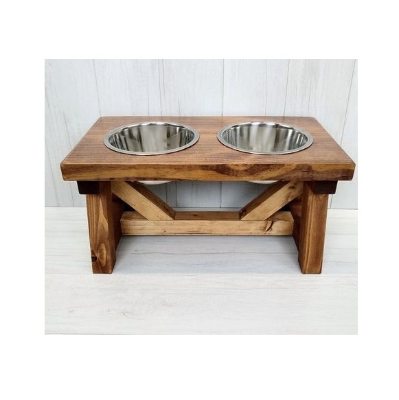 Raised Dog Feeder Dog Bowl Stand Elevated Dog Bowls Feeding Stands for Pets Custom Wooden Feeder for Pets