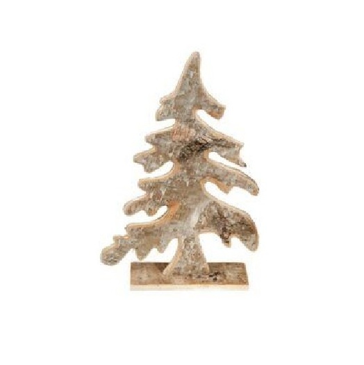 Christmas Tree Whitewashed Mango Wood Christmas Figurine Tabletop Christmas Tree