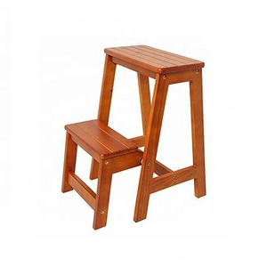 Wooden Stool for Living Room Made with Solid mdf Wood Walnut folding step Stool for Sitting