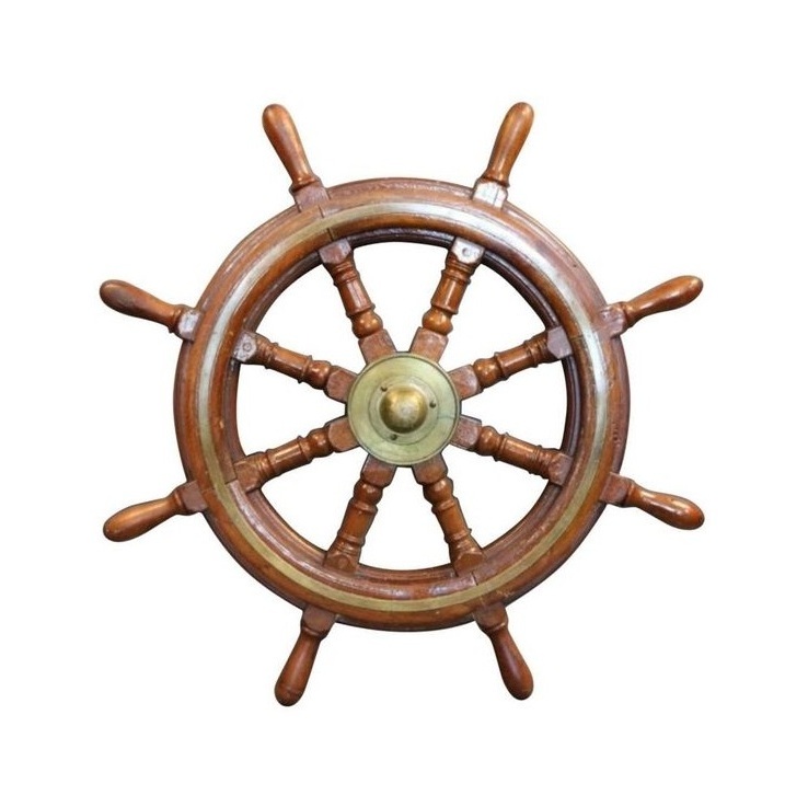 Admirable Design Mediterranean Nautical Wooden Boat Ship Wheel Helm Home Wall Party Decoration Blue at Discounted Price