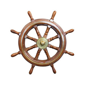 Admirable Design Mediterranean Nautical Wooden Boat Ship Wheel Helm Home Wall Party Decoration Blue at Discounted Price