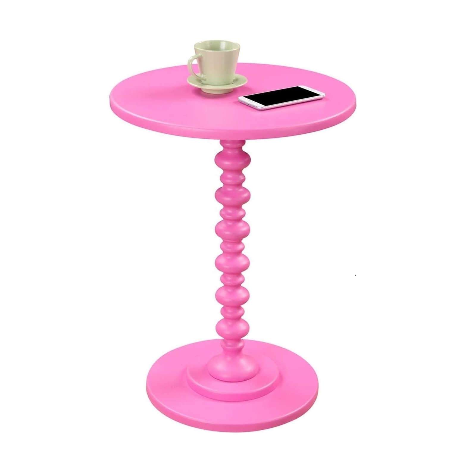 wooden round carving fully folding coffee and side table solid wood side table pink shade