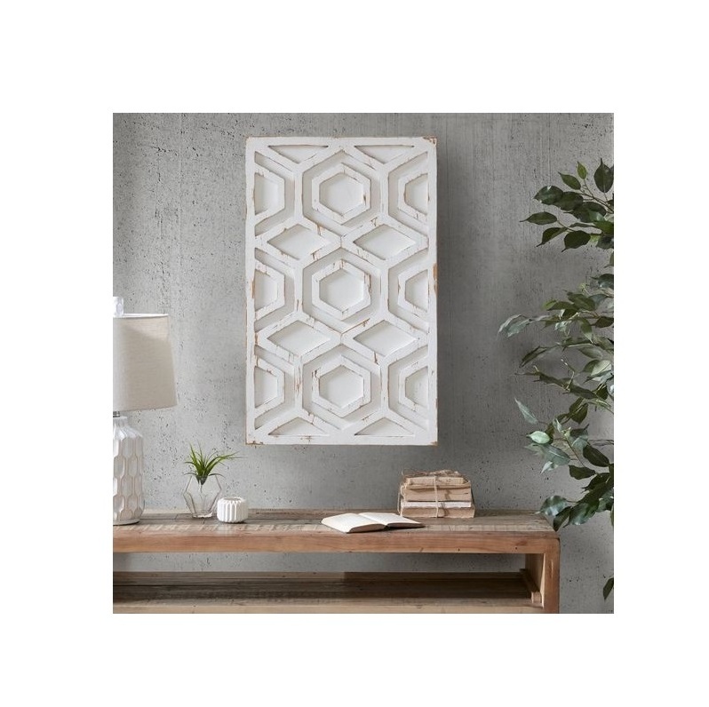 Hanging Wall Panel Decorative & Hand Crafted Wooden Wall Decoration white for Living Room Bedroom and Office