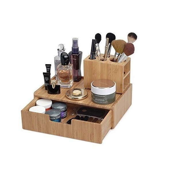 Desktop Organizer Wooden Cosmetics Storage Box Desktop Mini Cosmetics Organizer with Drawers