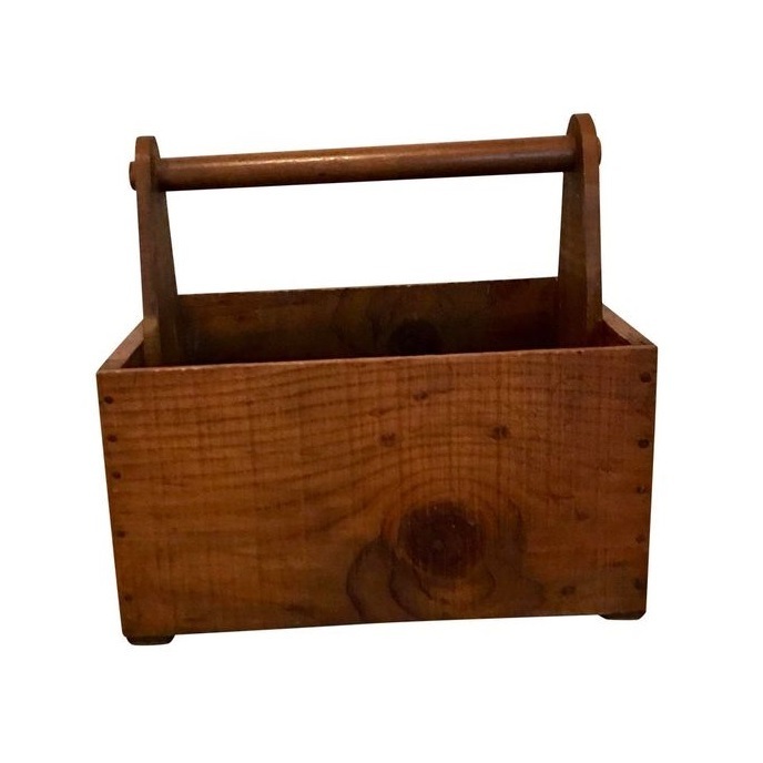 Rustic Antique Finished Mango Wood Serving Caddy Wholesale Manufacturer Handmade Design Acacia Caddy with toilet paper holder