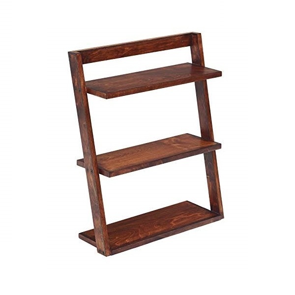 living room 3 tier Leaning Decorative Shelves for Display wood display ladder wooden wall leaning book case