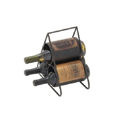 Perfect for Home Decor & Kitchen Storage Rack wood and iron Countertop Wine Rack Hold 6 Wine Bottles