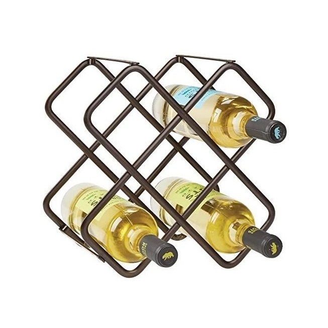 Perfect for Home Decor & Kitchen Storage Rack wood and iron Countertop Wine Rack Hold 6 Wine Bottles