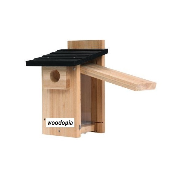 mid-century design Wood Feeder Bird Hanging Hummingbird Wooden Squirrel House Feeding Wild Garden Outdoor