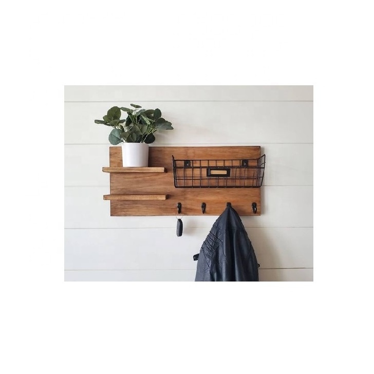 Customized Wall mounted twisted wooden hanger with rope hooks for towel scarf and hat for wall decoration farmhouse key holder