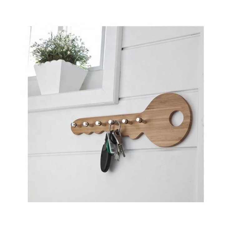 Decorative Key Holder for Wall with Shelf Entryway Shelf with Hooks Holds Leashes Jackets and Glasses Sturdy Wood Key holder