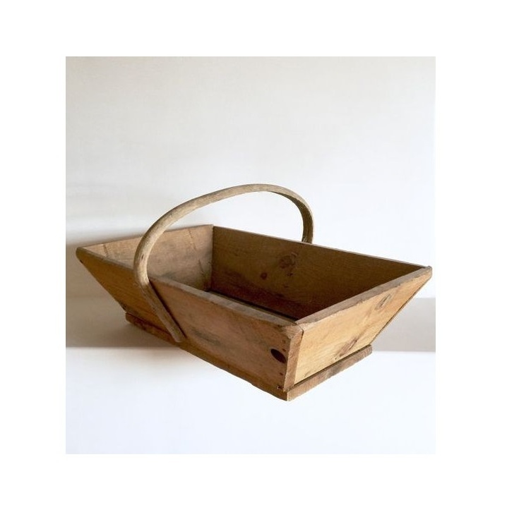 Rustic Retro French Small Wooden Garden Tug Wooden Basket Wooden caddy with handle Personalized caddy