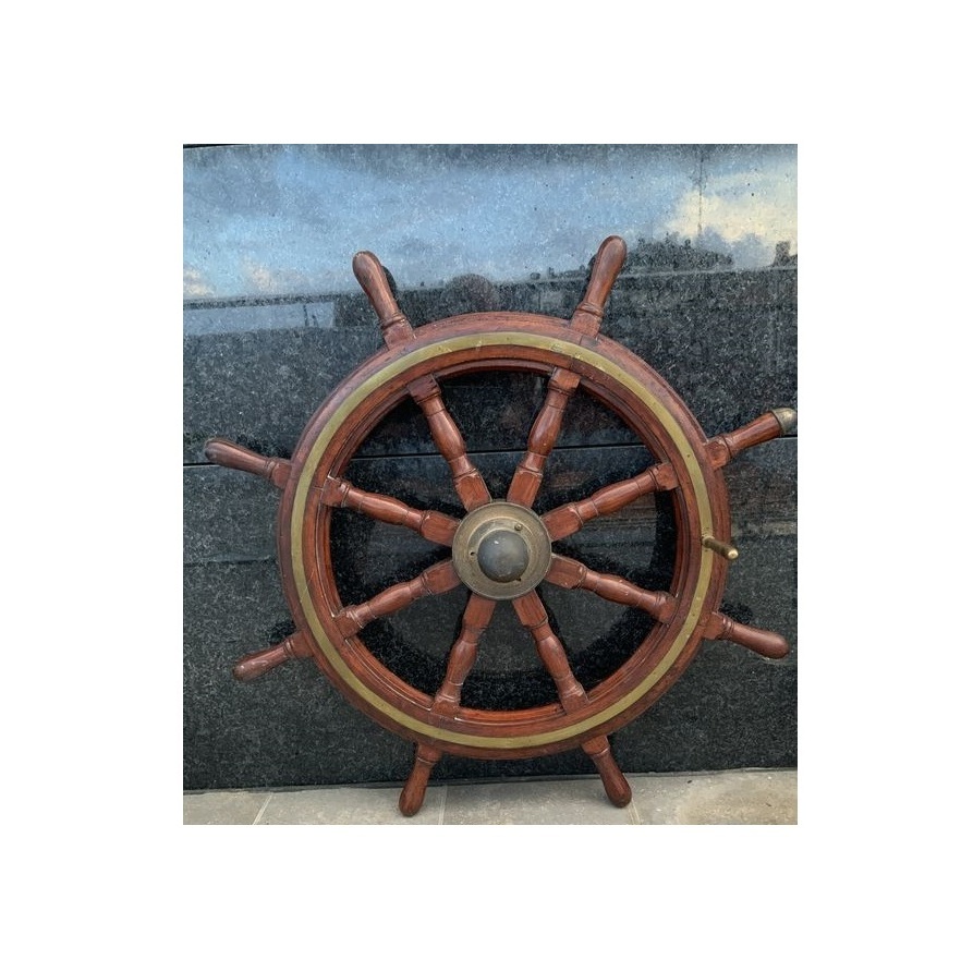 Admirable Design Mediterranean Nautical Wooden Boat Ship Wheel Helm Home Wall Party Decoration Blue at Discounted Price