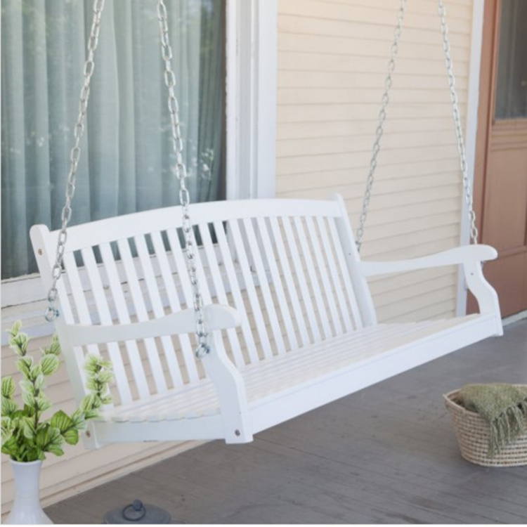 Leisure Way Outdoor Furniture White Color Wood Chain Swing