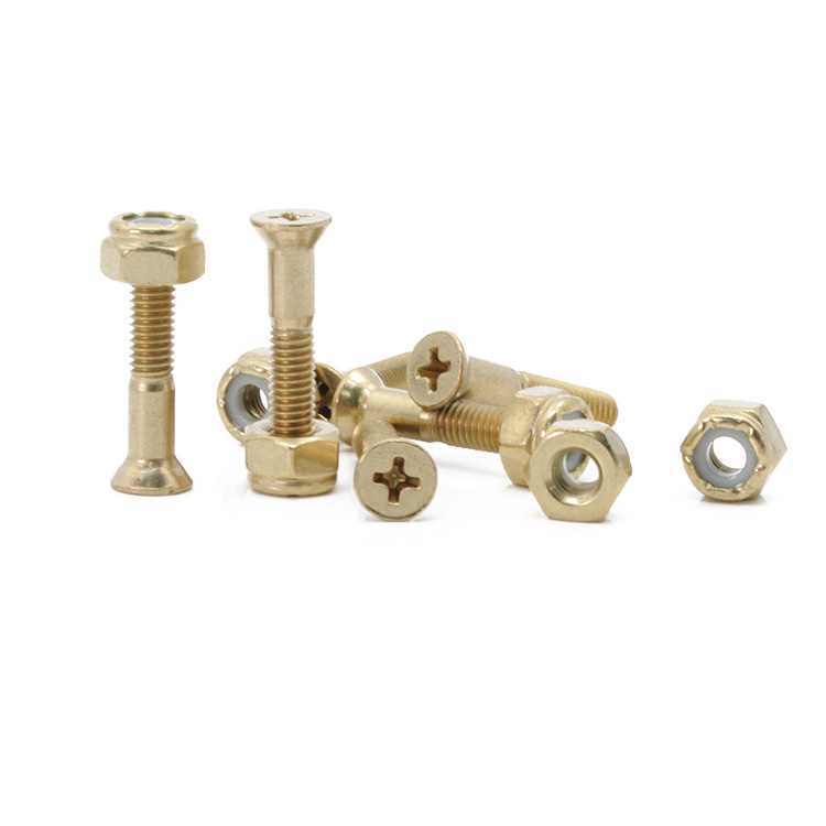 High quality and durable Gold Skateboard Mounting Screws Hardware for Skate Board Deck Bolts and Nuts Allen head