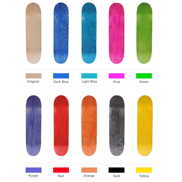 size custom printing professional 7.375 inch 7 ply 100% Canadian maple skateboard blank decks