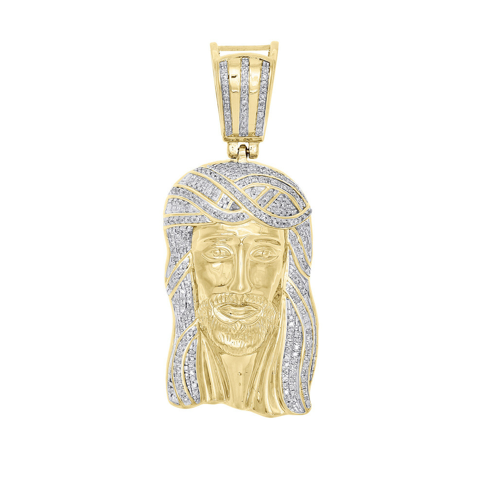 New Arrival Hip Hop Jewelry Iced out 14K Gold Finish Christ Jesus Piece Heavy 3D Pendant