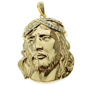 Best Selling Hip Hop Gold Completed Iced out Crown Shining Man Big Jesus Pendant