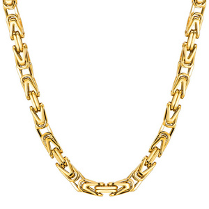 DUYIZHAO Hip Hop Jewelry King Chain Latest New Design Hip Hop Jewelry Stainless Steel Gold Plated Byzantine Chain Necklace