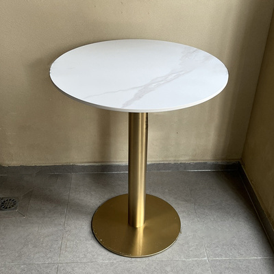 Luxury restaurant durable stainless steel Golden leg round table square table artificial marble coffee tables