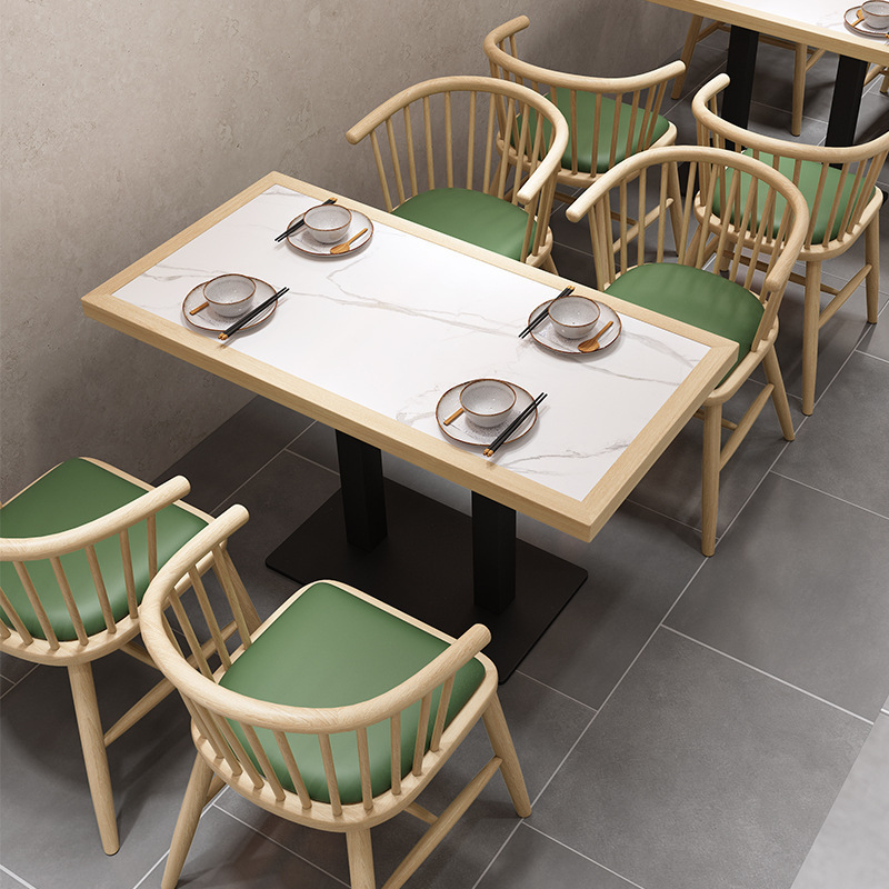 Hot sale restaurant hotel furniture modern dining table and chair set  wooden booth seating with pu upholstered